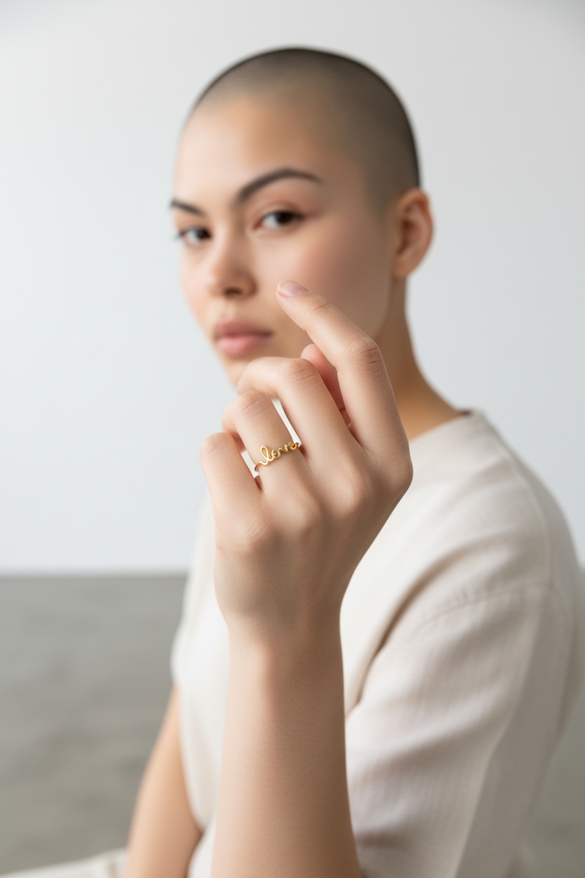  Bague ajustable en acier inoxydable Love