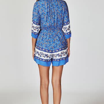 Combishort bohème à imprimé floral en bordure