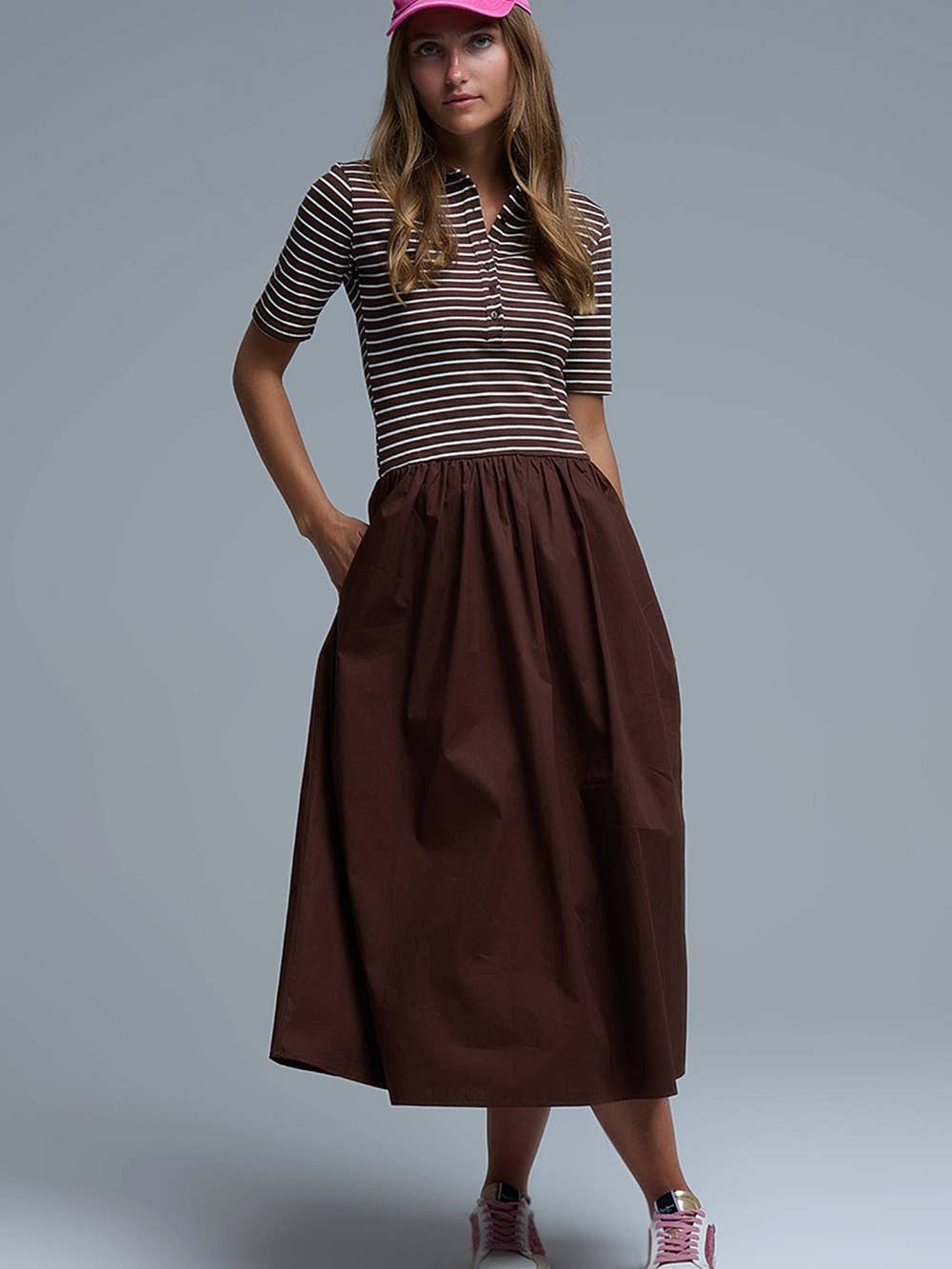 Robe longue à rayures