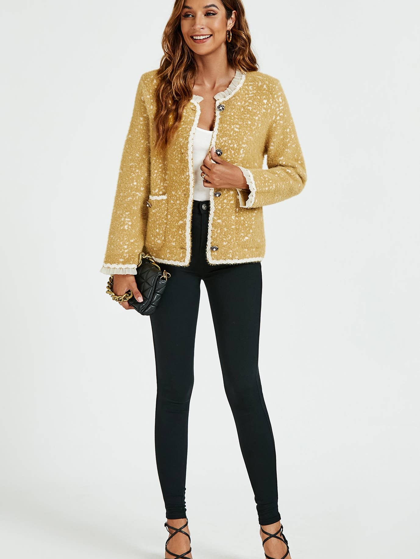 Veste en tweed jaune