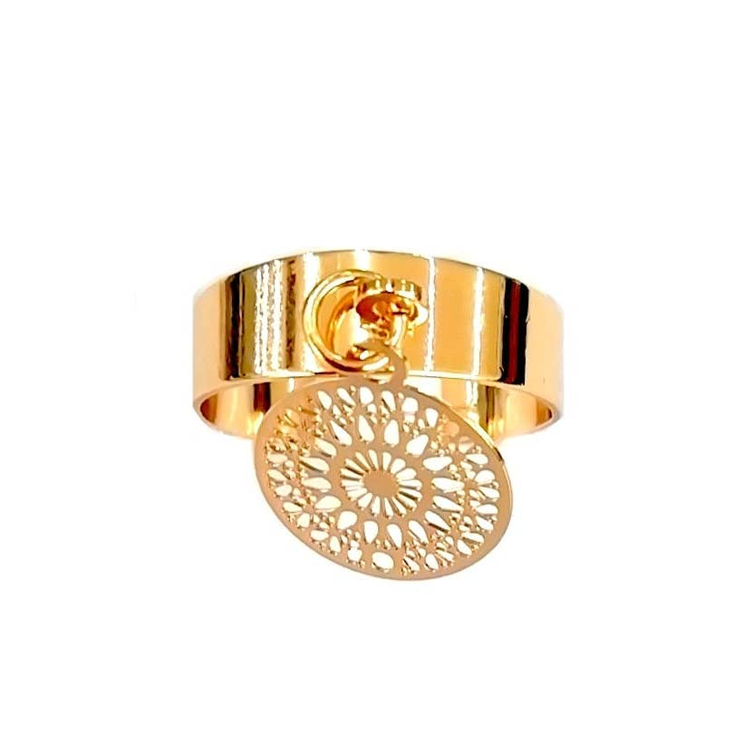 Bague Chakra équilibre, bien-être, filigrane rosace