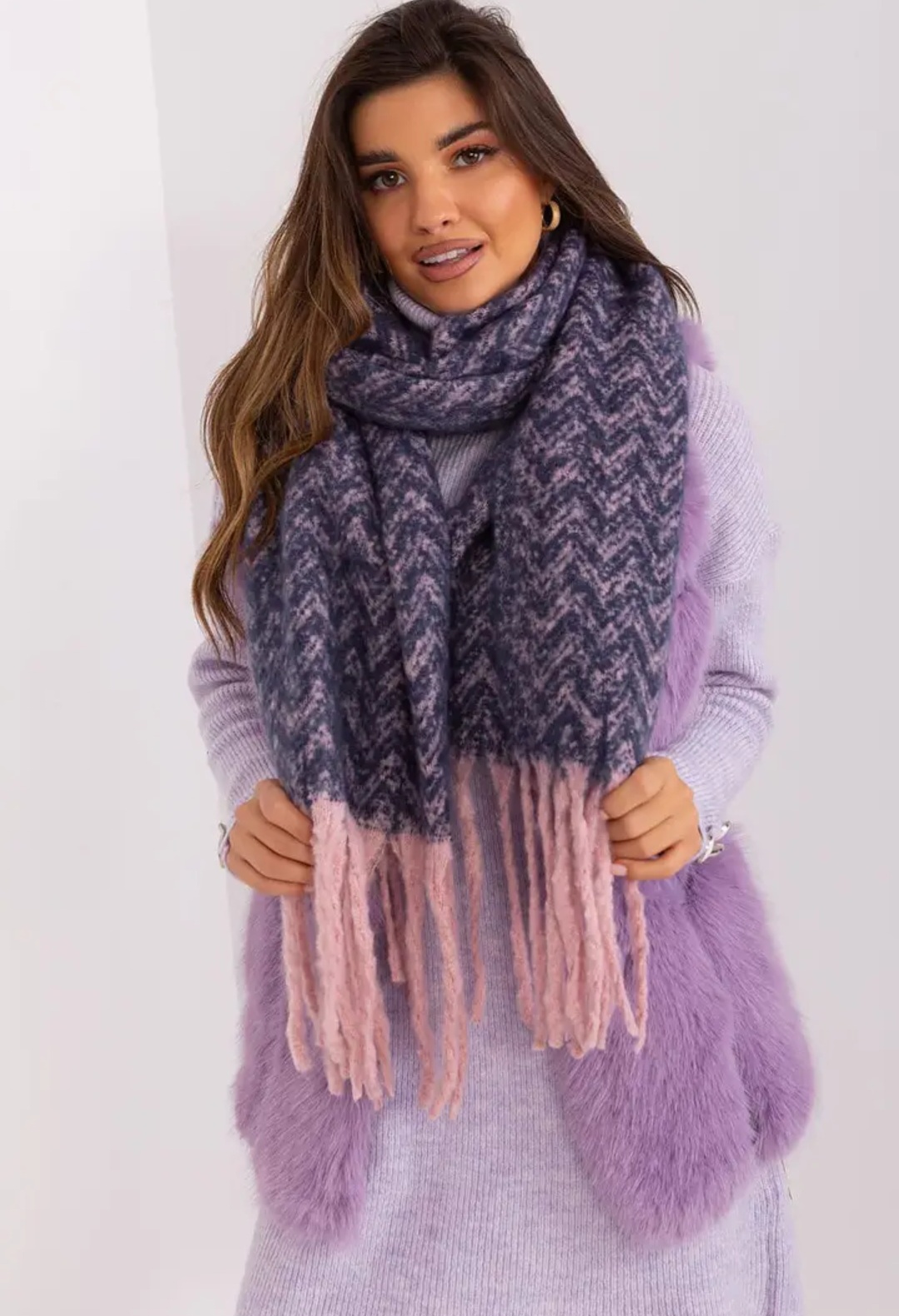 Superbe écharpe tricotée bicolore