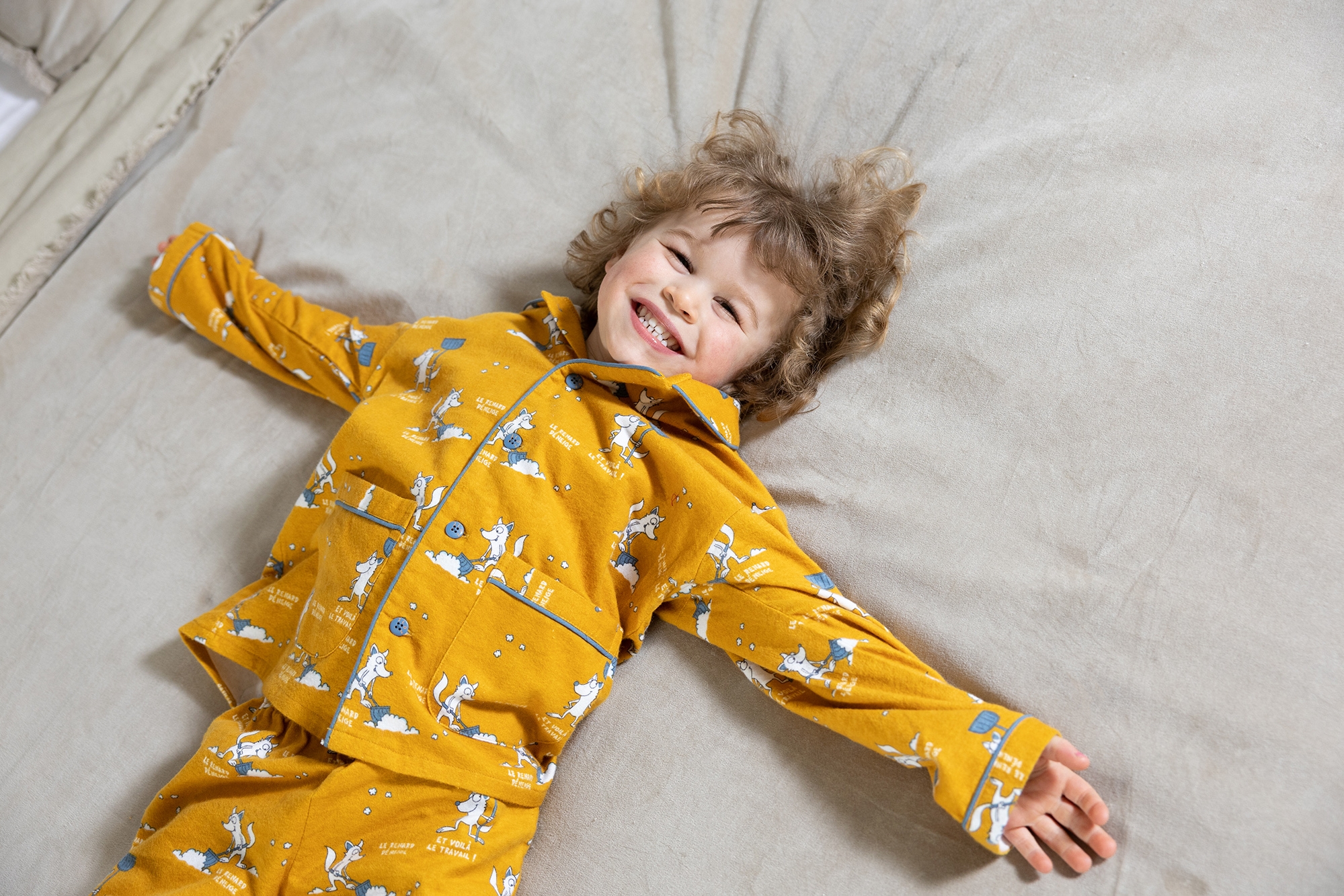 Ensemble Pyjama Flanelle Hiver Enfant Renard Déneige mixte