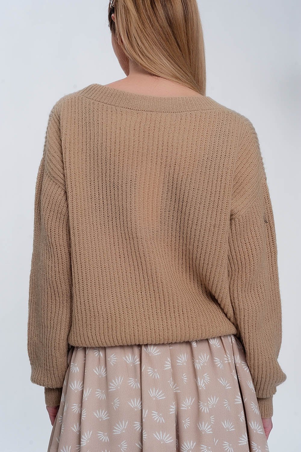 Pull en tricot beige