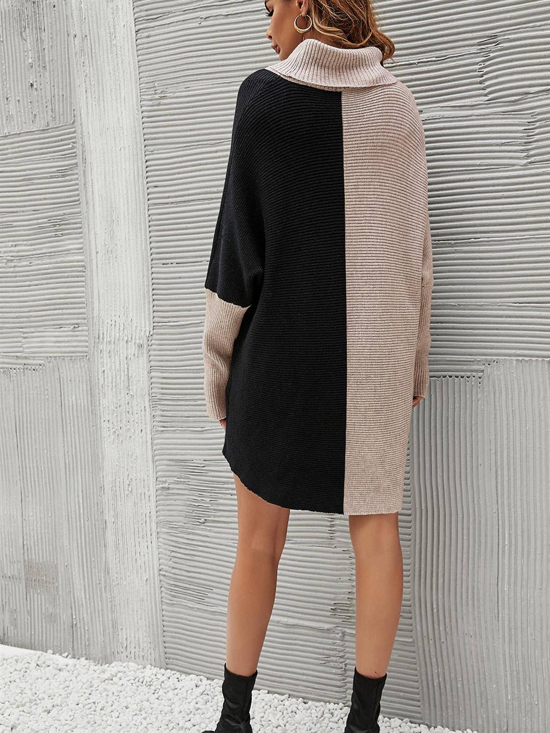 Le pull long bicolore