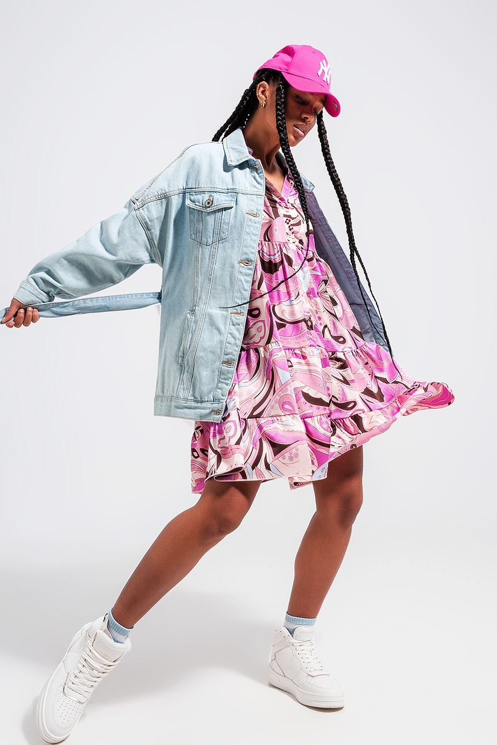 La veste en Jean longue avec ceinture