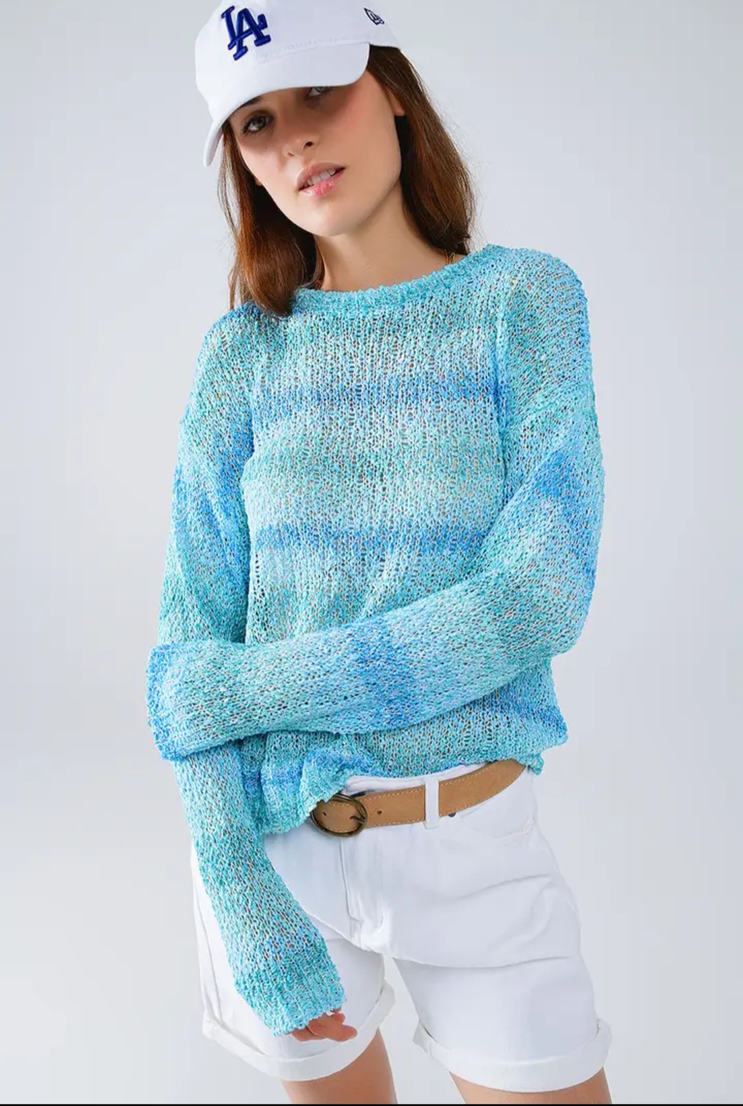 Pull bleu dégradé style boho