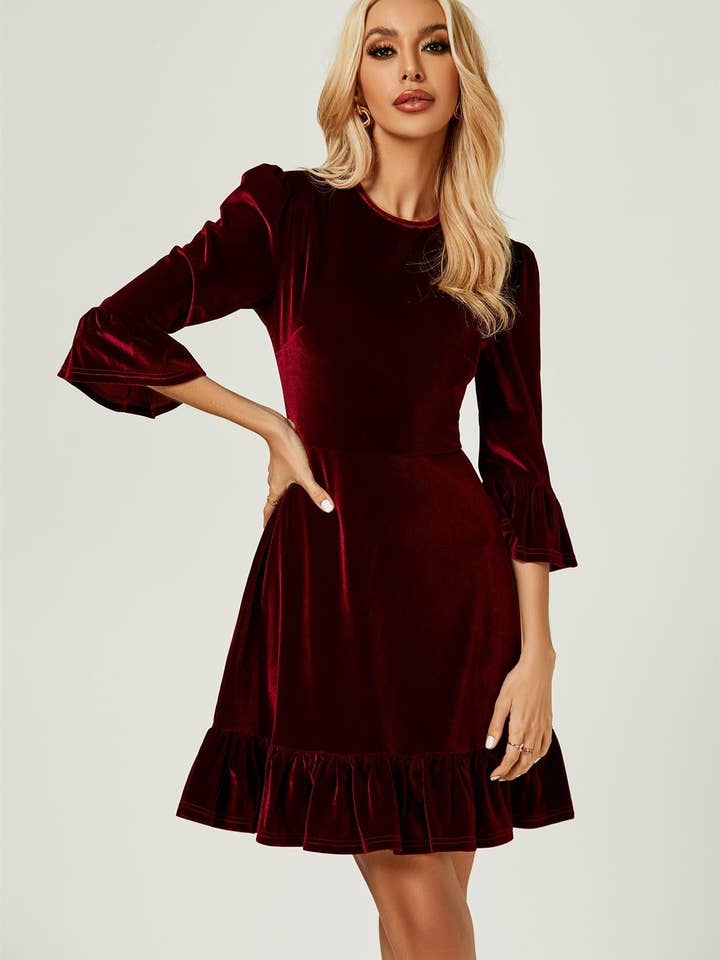 Robe en velours bordeaux