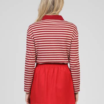 Le T-shirt manches longues cerise, rayé