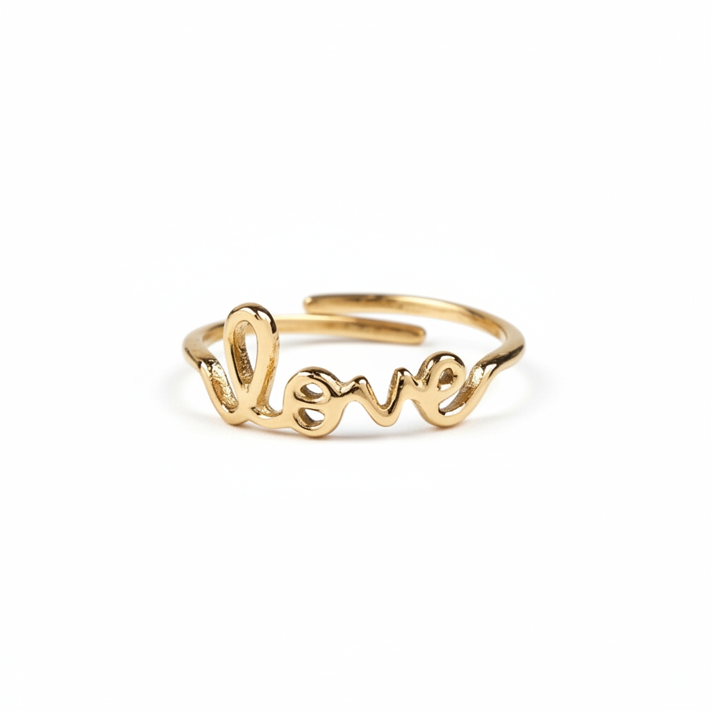  Bague ajustable en acier inoxydable Love
