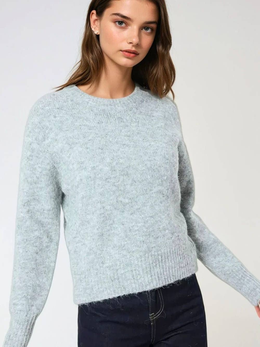 Pull en laine gris clair