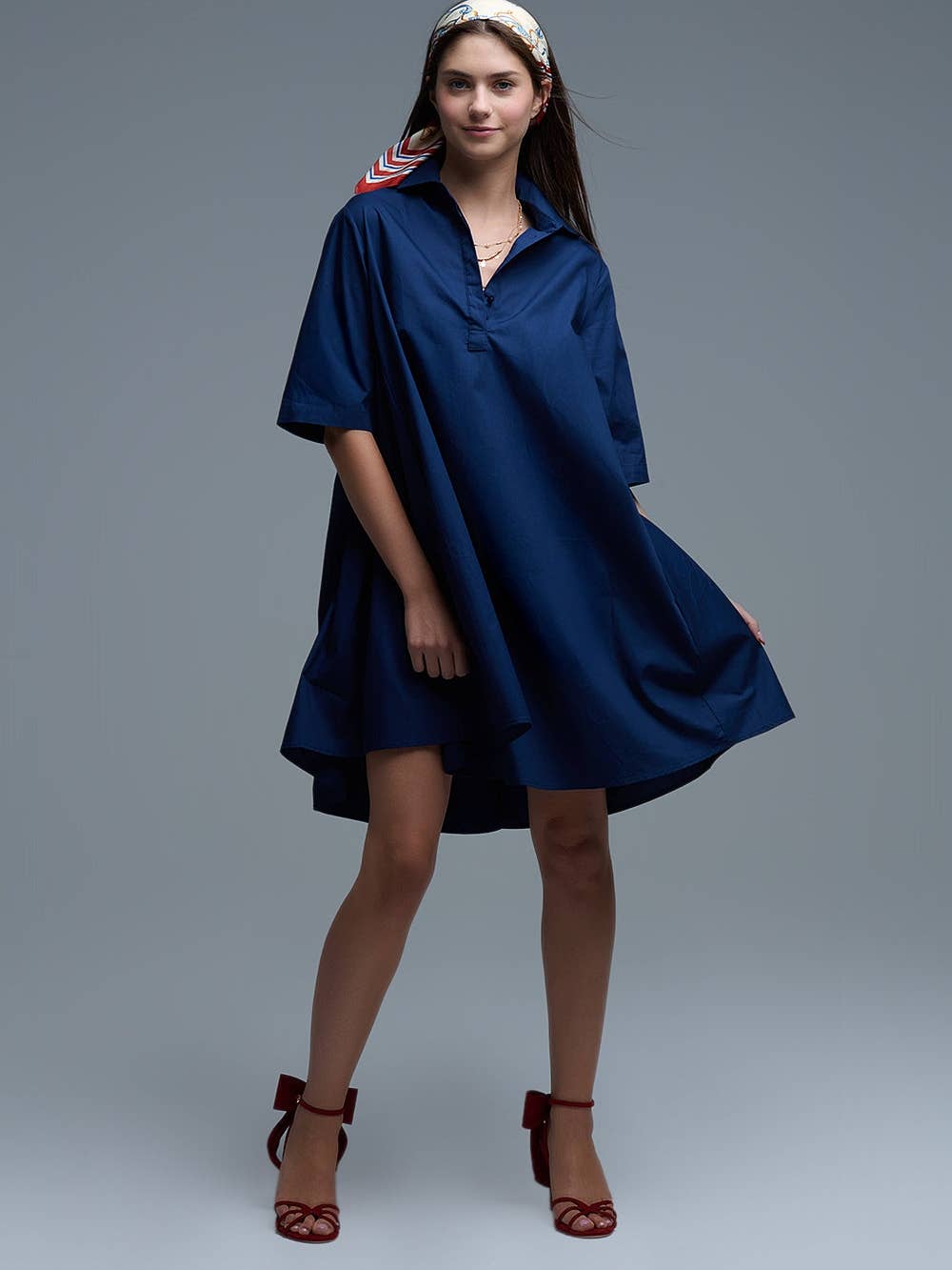 Robe chemise bleue
