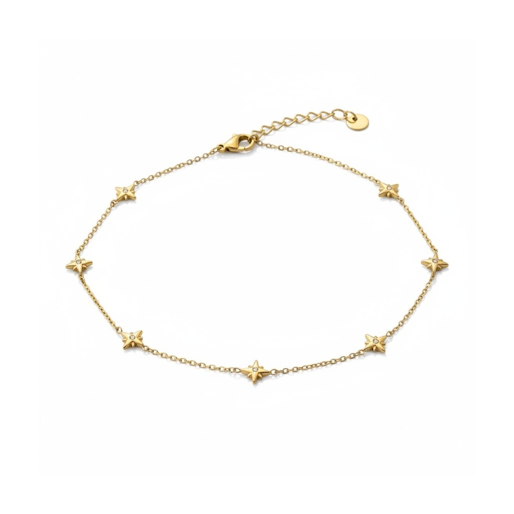 Chevillère Northern Star en acier inoxydable avec pierres en zirconium
