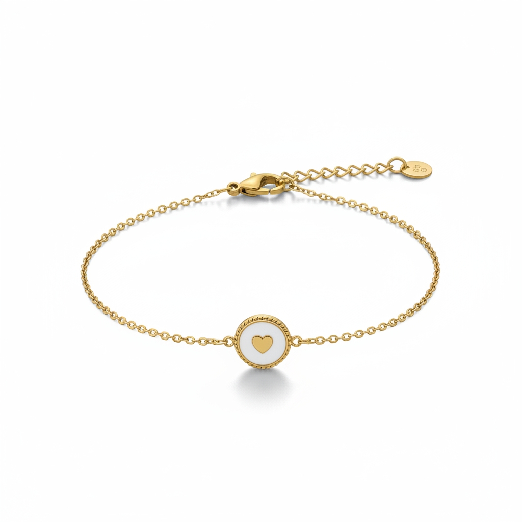 Le bracelet cœur couleur or et blanc plaqué or
