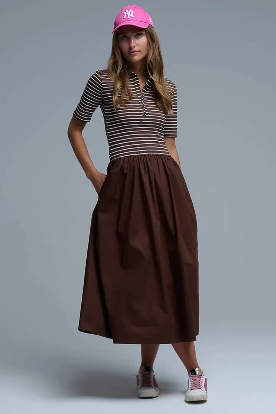robe midi marron élégante