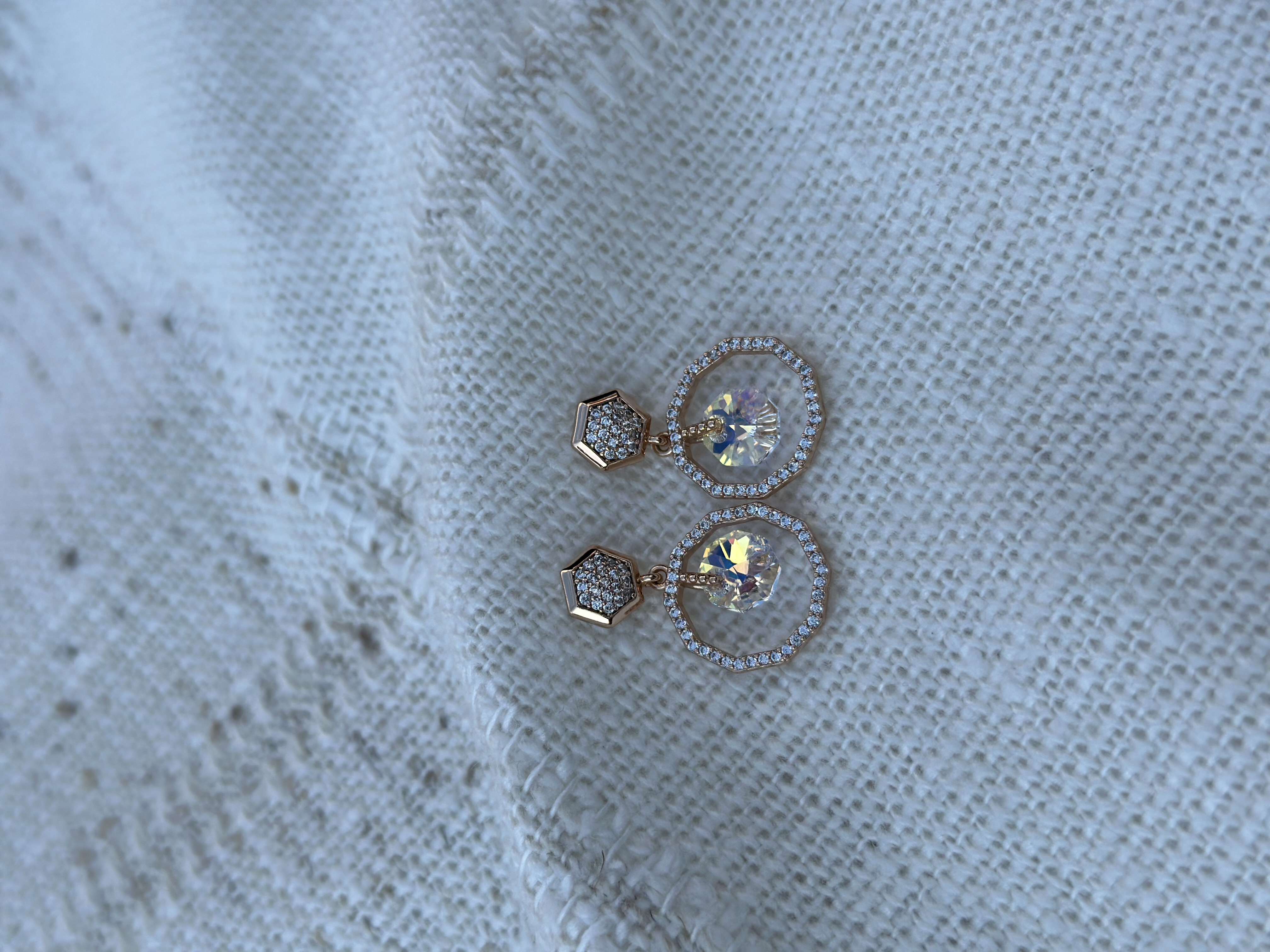Apzeltīti auskari ''Swarovski ring''