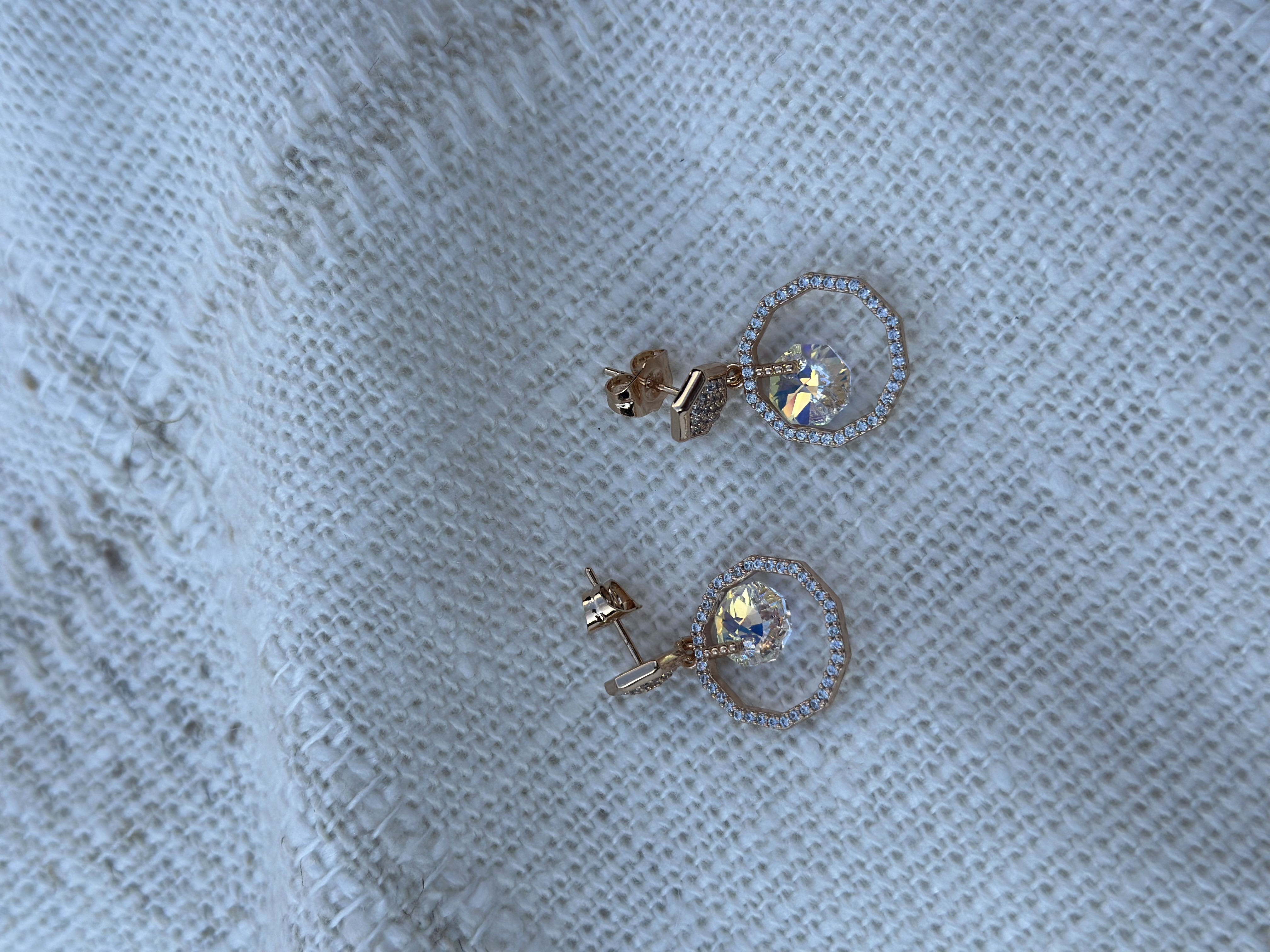 Apzeltīti auskari ''Swarovski ring''