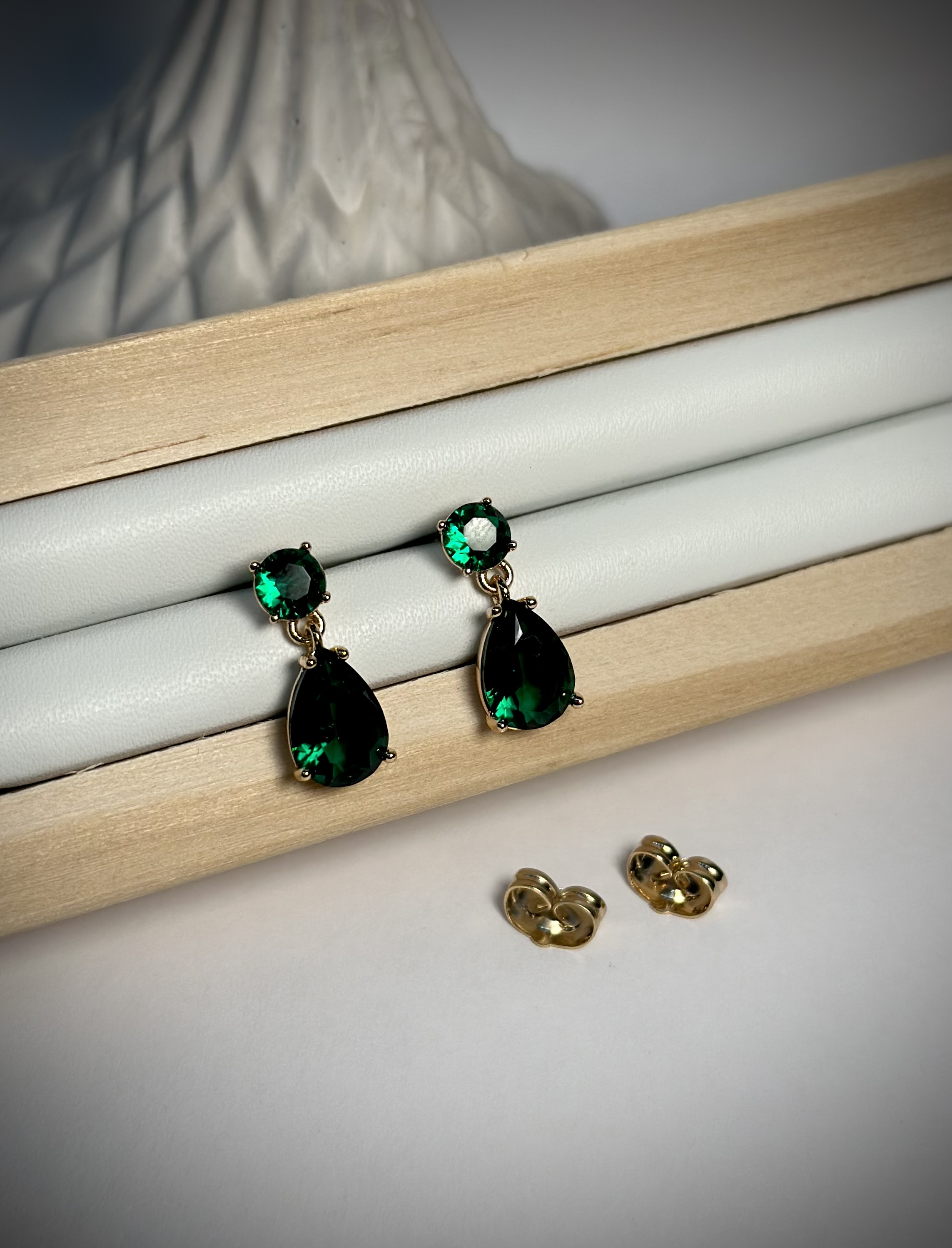 Apzeltīti auskari ''Green drop''