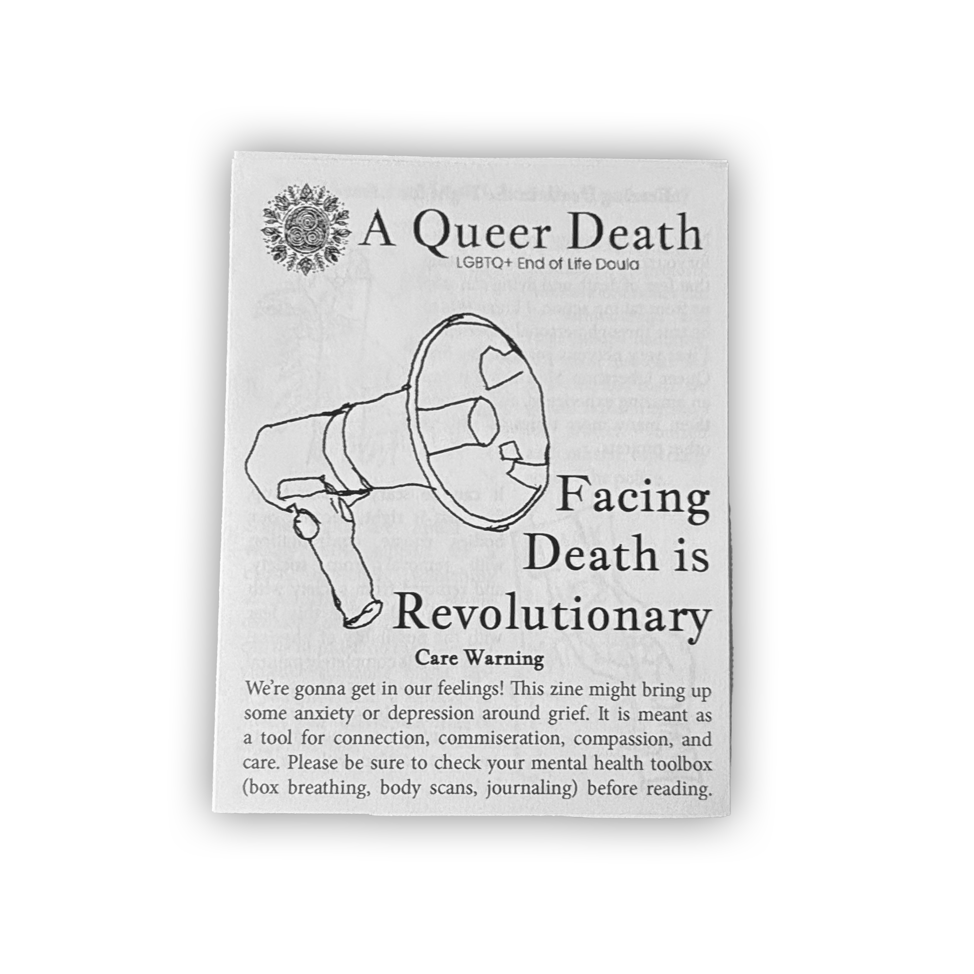 "Facing Death is Revolutionary" Physical Zine
