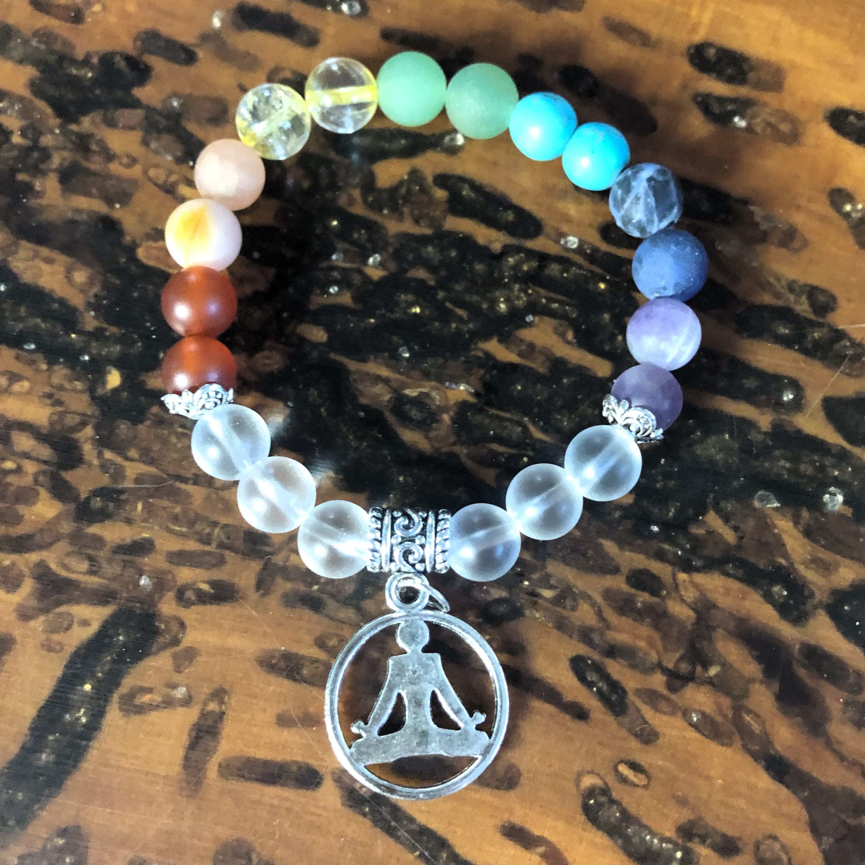 Full Chakra, Black Onyx, Volcanic Lava Stone & Meditation Charm