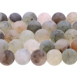 Green Phantom Quartz, Petrified Wood & Antique Brass Lotus Bead 6mm
