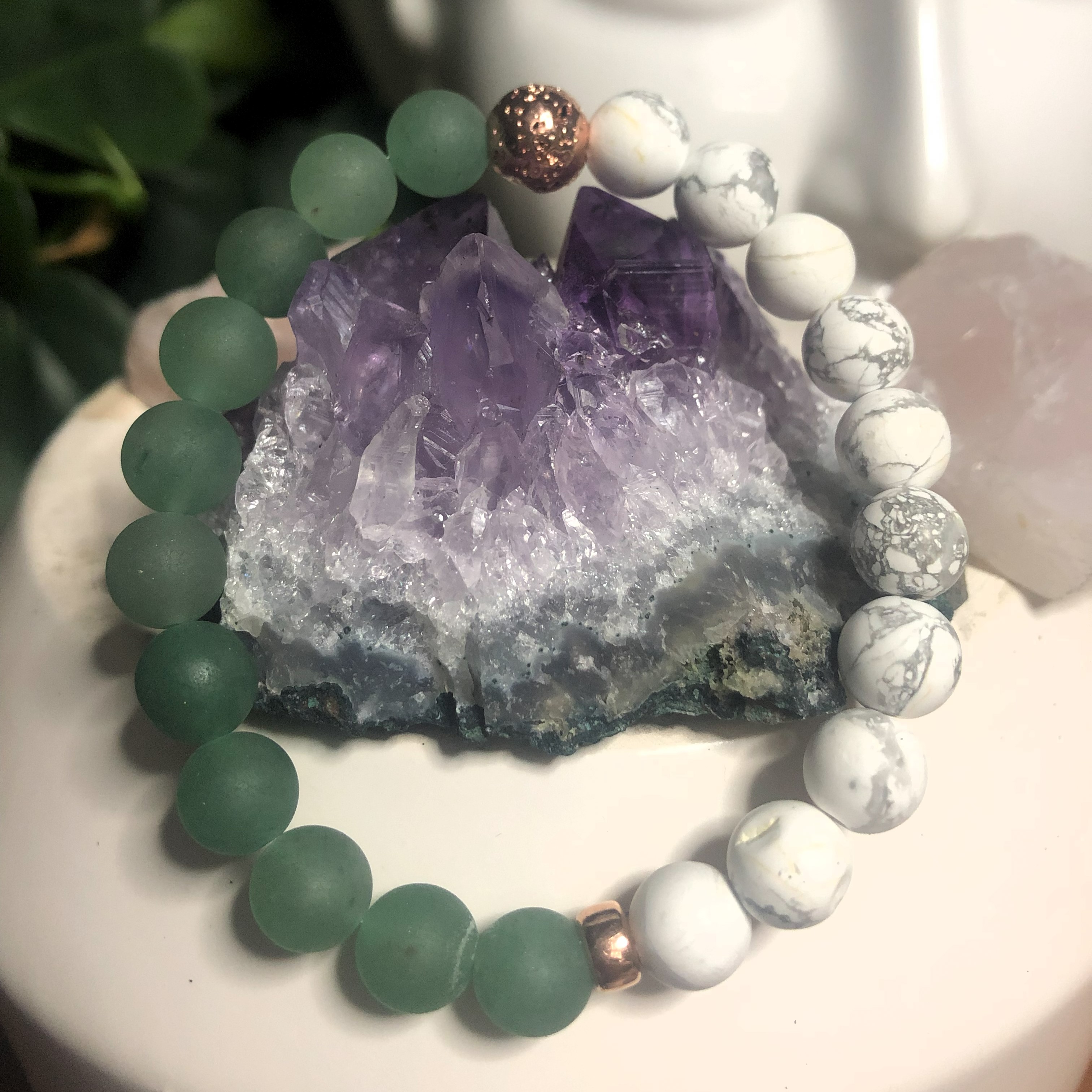Green Aventurine, Howlite & Rose Gold