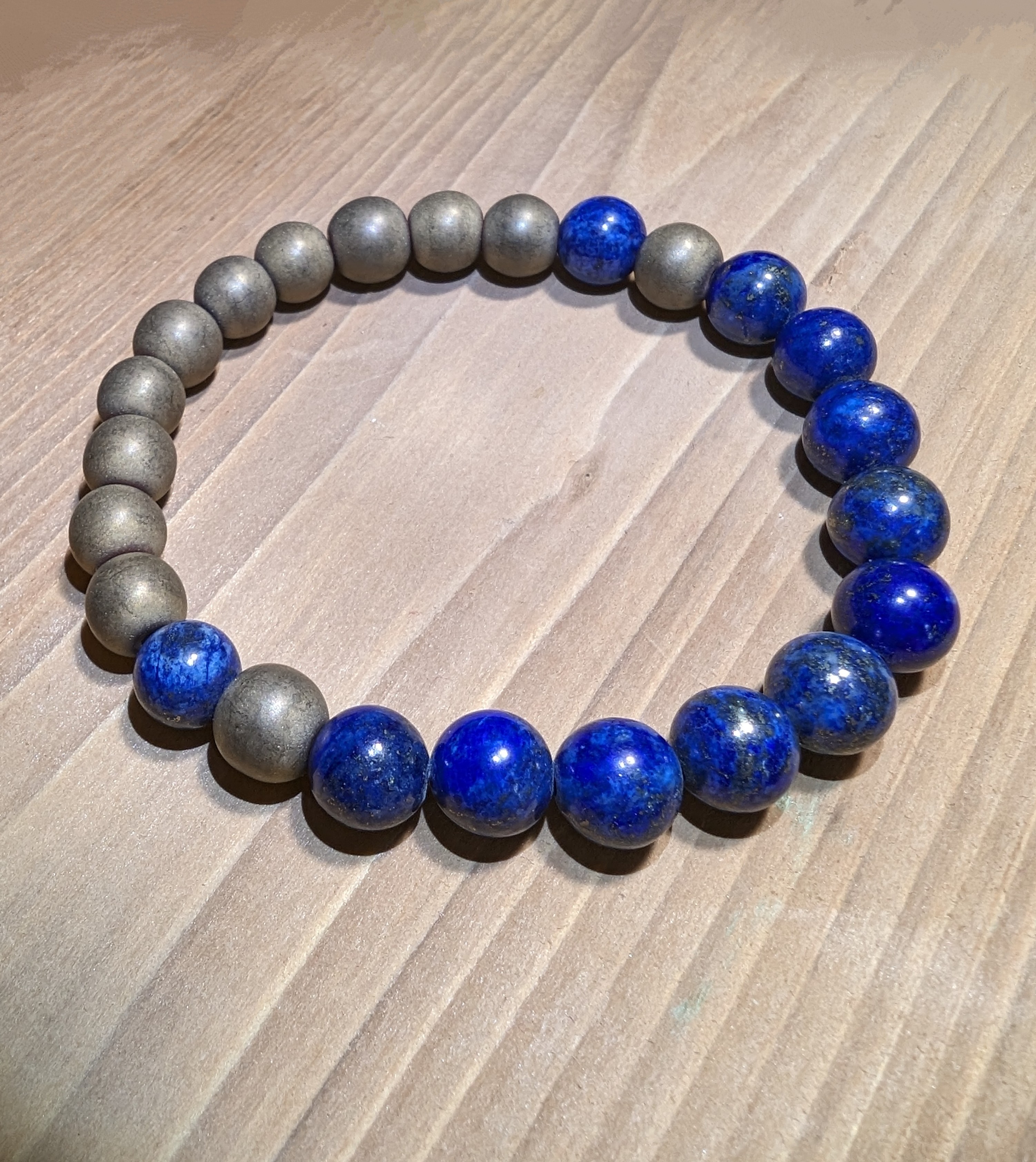 Lapis Lazuli & Frosted Golden Hematite Half & Half