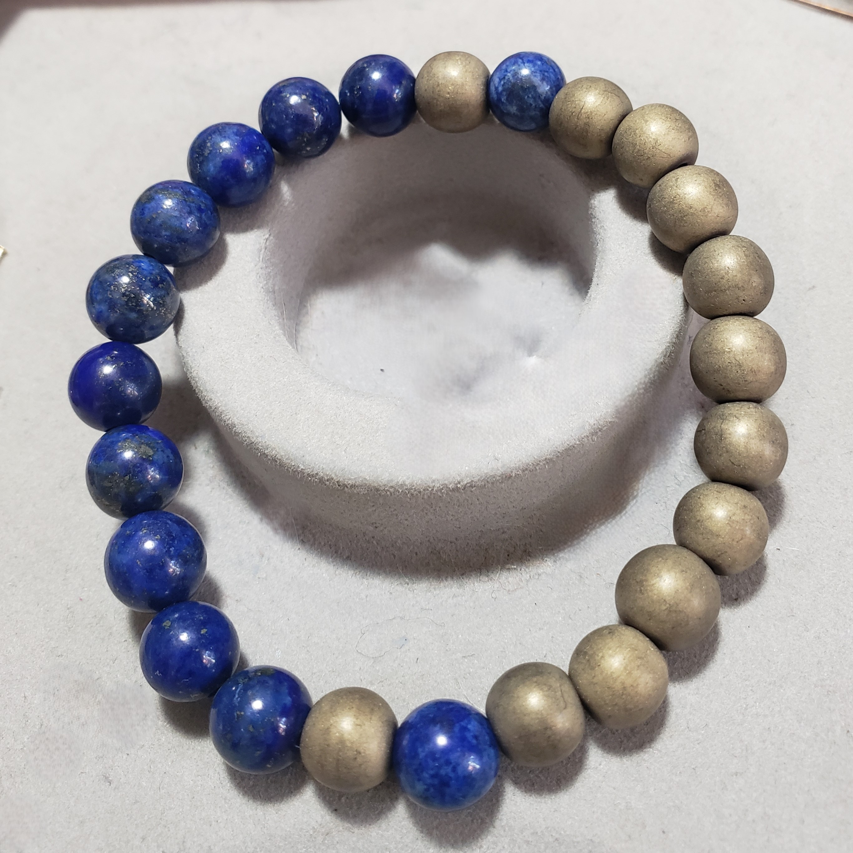 Lapis Lazuli & Frosted Golden Hematite Half & Half