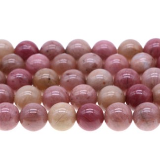 Pink Rhodonite, Rose Quartz, Turquoise & Rose Gold Key Charm 8mm