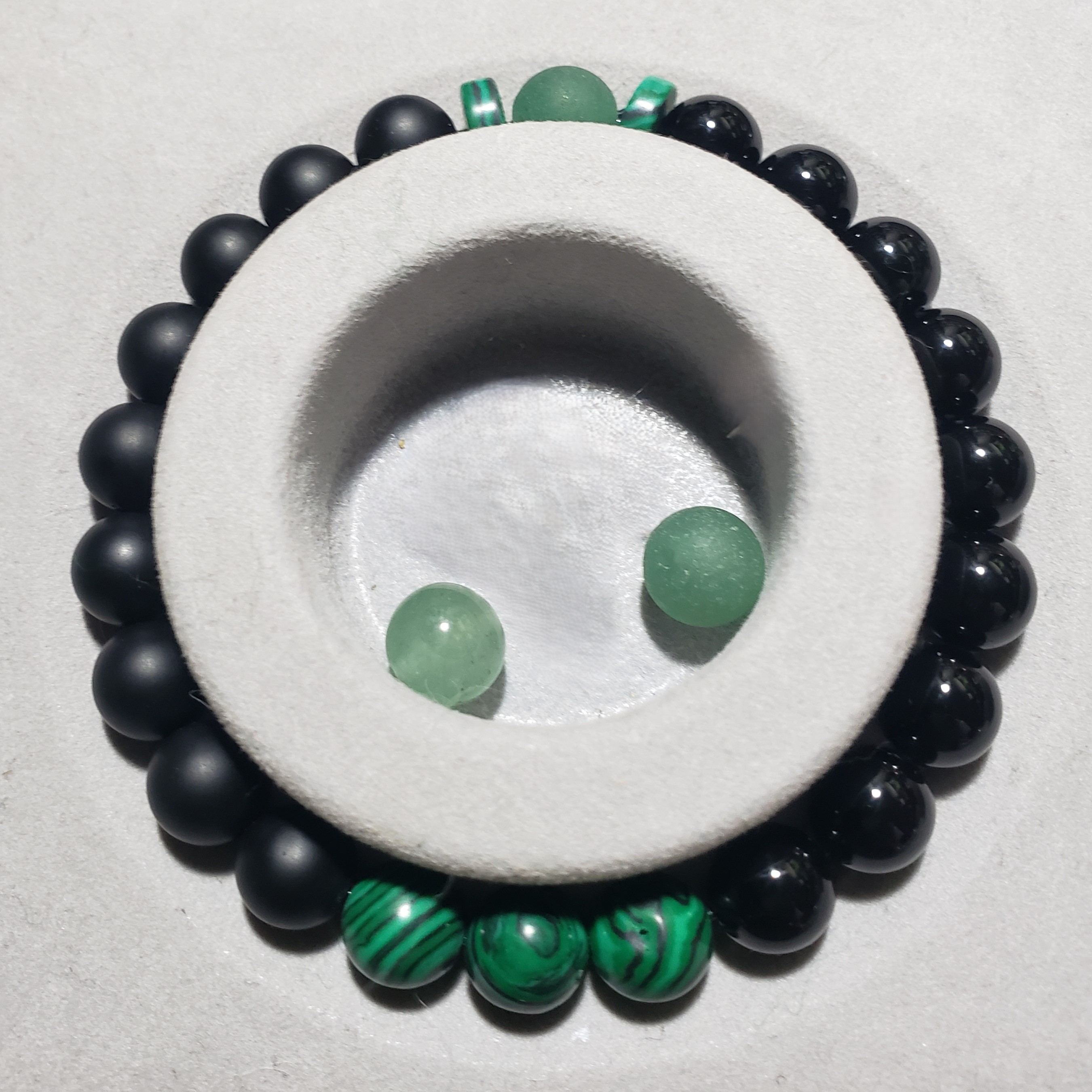Malachite 3 Bead & Black Onyx 8mm