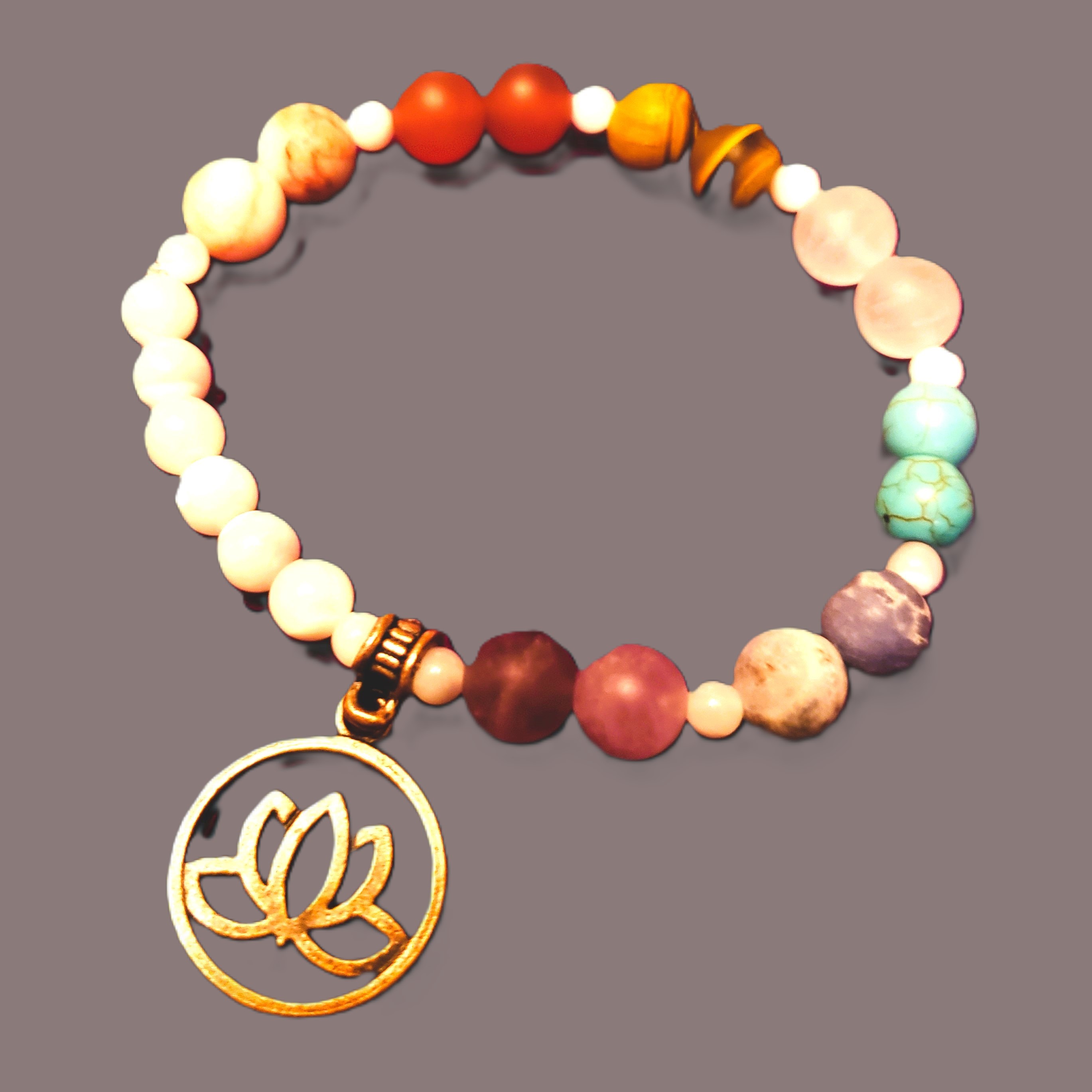 Mother Pearl & Many Colours Beaded Gemstone Bracelet