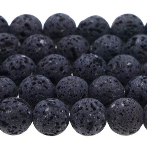 Amethyst 3 Bead Volcanic Lava Stone 8mm Polished