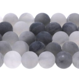 Grey Cloudy Quartz Solid 8mm Frosted