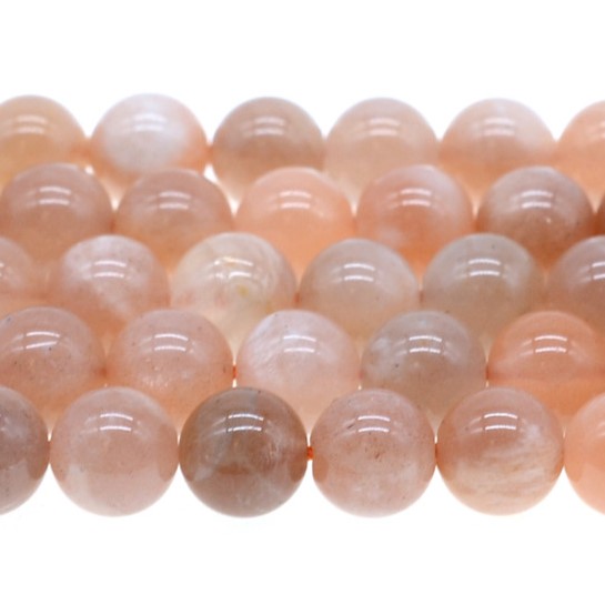 Peach Moonstone 3 Bead Volcanic Lava Stone 8mm Polished