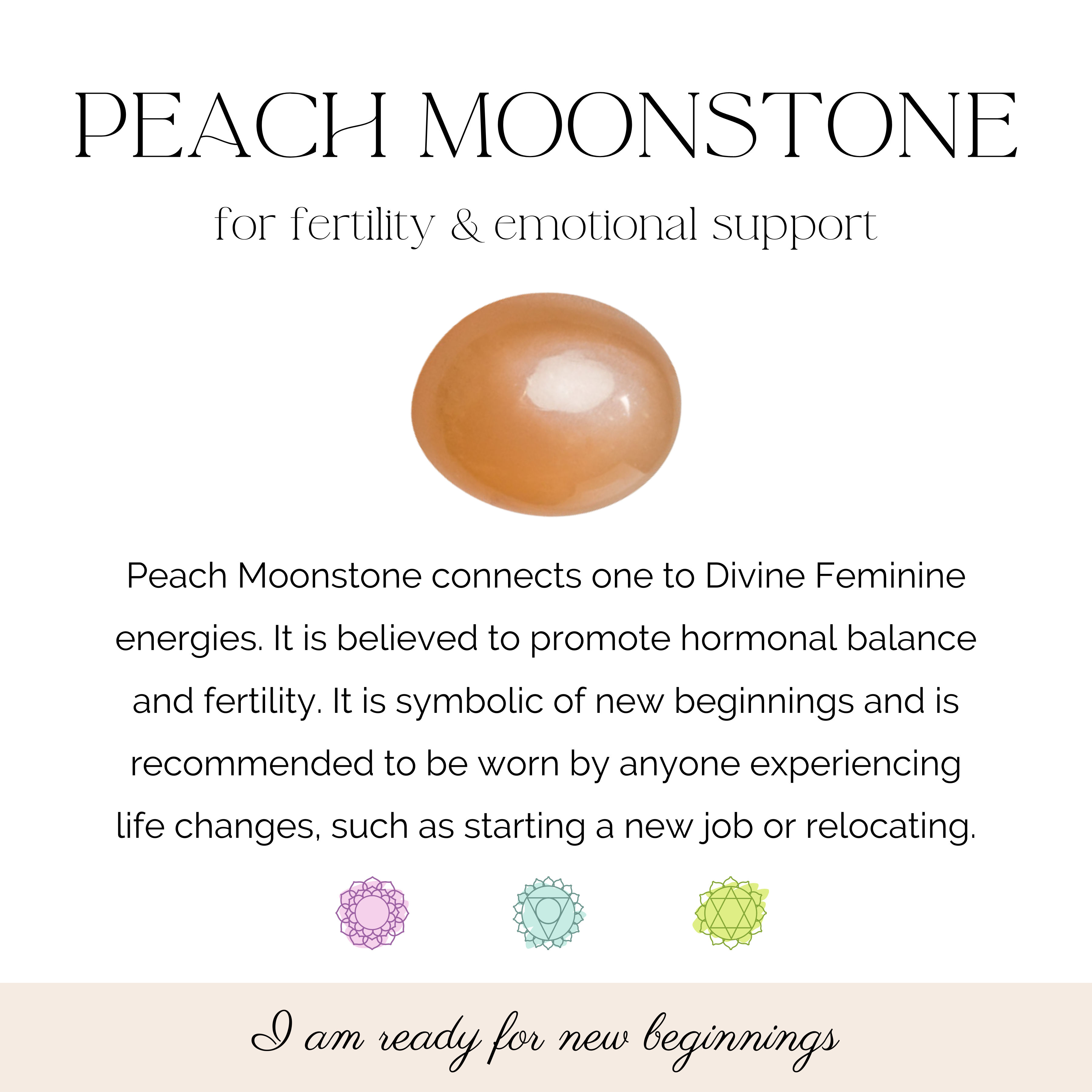 Peach Moonstone 3 Bead Volcanic Lava Stone 8mm Polished