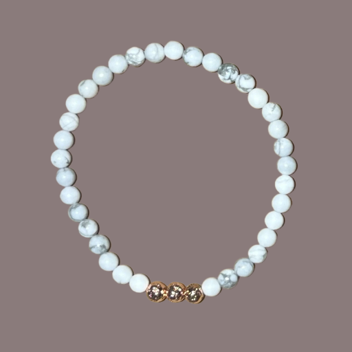 Rose Gold Lava 3 Bead Howlite 4mm Frosted