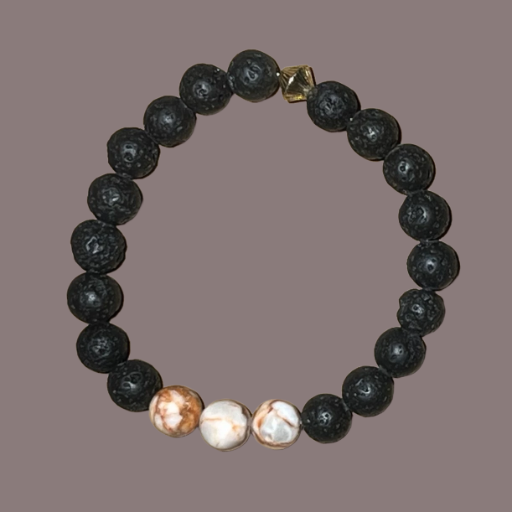 Red Line Jasper 3 Bead Volcanic Lava Stone 8mm Polished