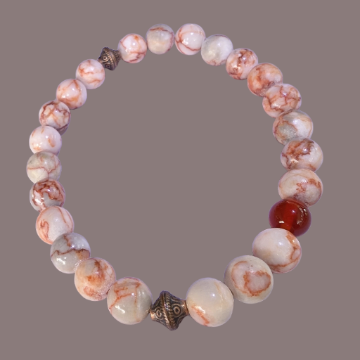 Red Line Jasper, Carnelian & Antique Copper Accent Beads