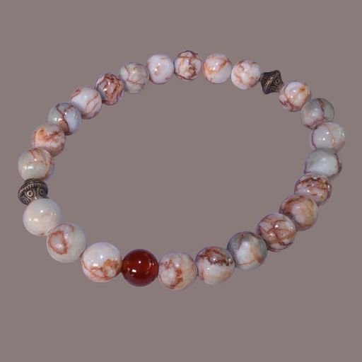 Red Line Jasper, Carnelian & Antique Copper Accent Beads
