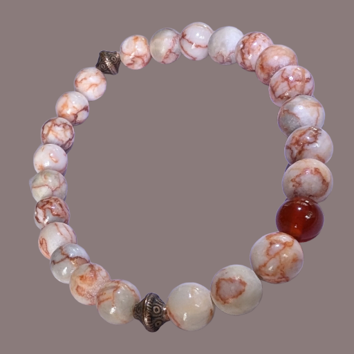 Red Line Jasper, Carnelian & Antique Copper Accent Beads