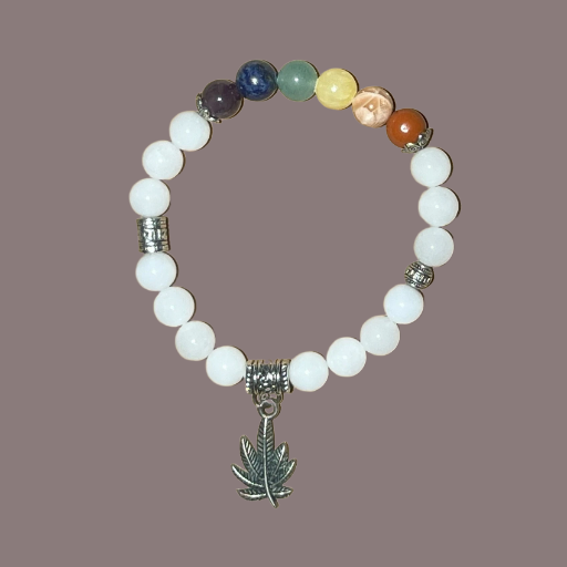 Pride Arctic White Jade with Leaf Charm