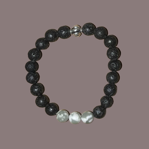 Peace Jasper 3 Bead Volcanic Lava Stone 8mm Polished