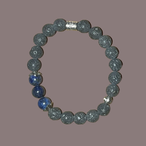 Lapis Lazuli 3 Bead Volcanic Lava Stone 8mm Polished