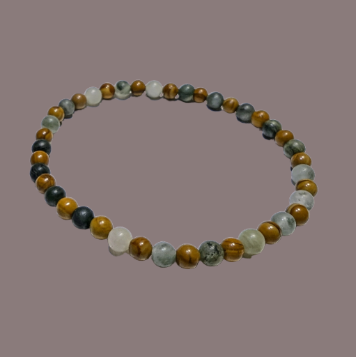 Green Line Quartz & Petrified Wood Jasper 4mm 