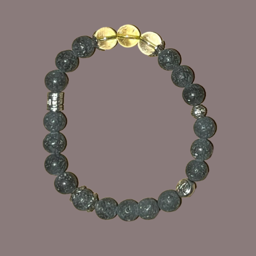 Citrine 3 Bead Volcanic Lava Stone 8mm