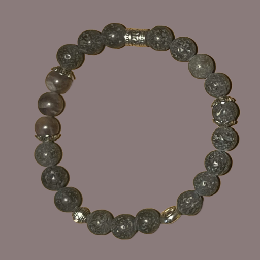 Amethyst 3 Bead Volcanic Lava Stone 8mm Frosted