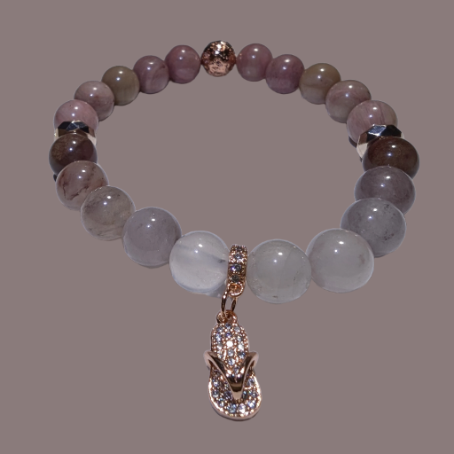 Pink Rhodonite, Berry Quartz & Rose Gold Charm