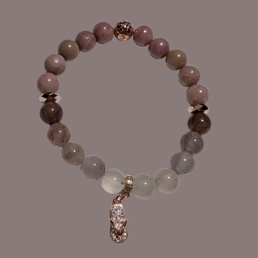 Pink Rhodonite, Berry Quartz & Rose Gold Charm