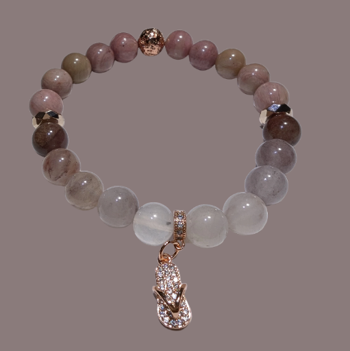 Pink Rhodonite, Berry Quartz & Rose Gold Charm