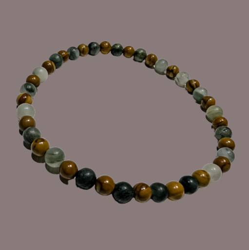 Green Line Quartz & Petrified Wood Jasper 4mm